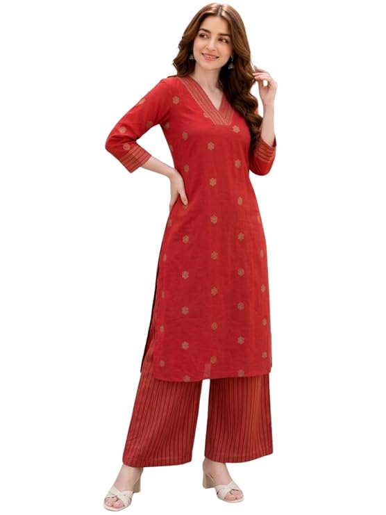 Celary Women's Kurtas & Kurtis|Printed Straight Kurti with Palazzo Pants|Ethnic Kurti Set for Woman