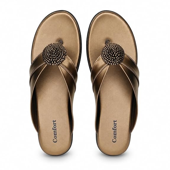 Women Comfort Slippers Wedge Heel | Soft Cushion Slip-On Flip Flops | Stylish Daily Wear Casual Sandals for Ladies