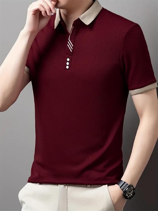 Lymio Polo T Shirt for Men || T Shirt for Man || Collar T Shirt Style Men (Packs Also Available) (Polo-55-58)