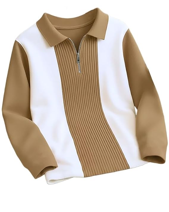 T-Shirt for Men Zip Neck Texture Self Design Cotton Blend Mens Tshirts