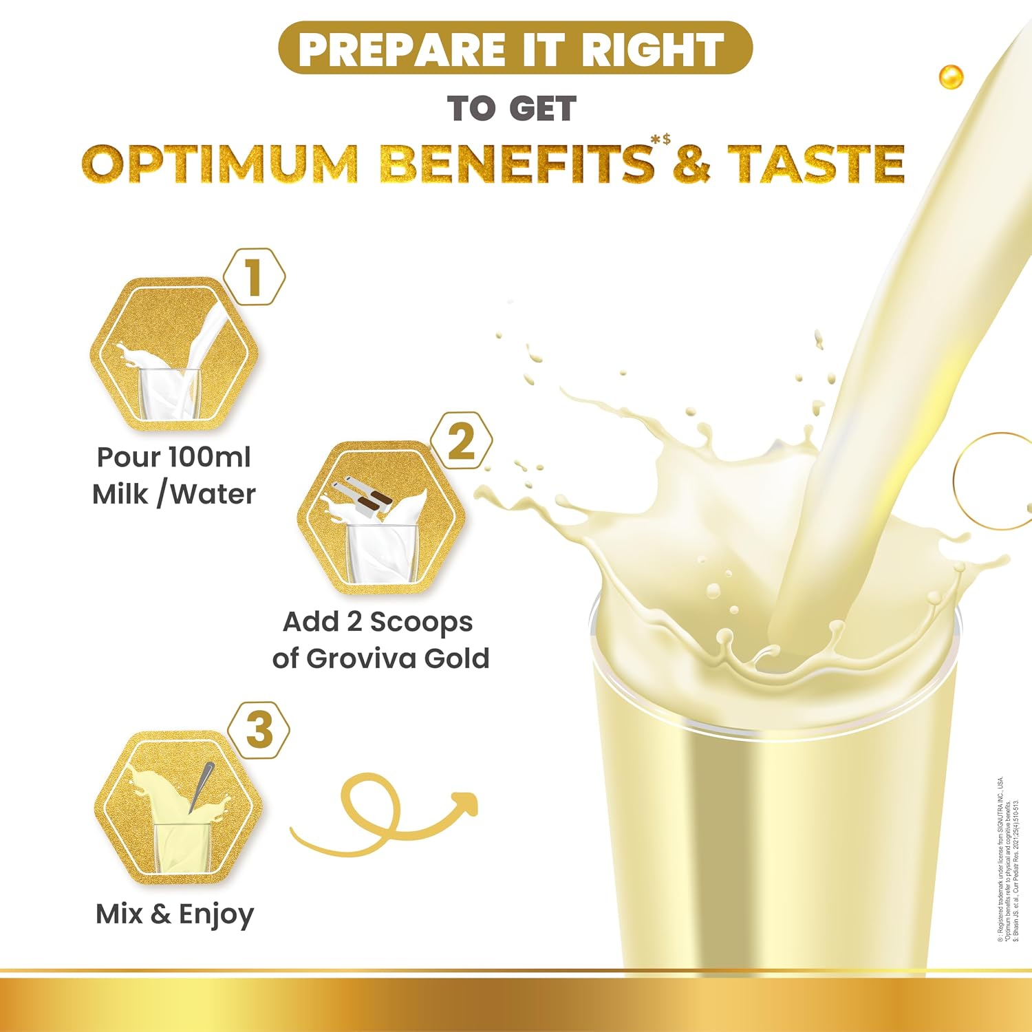 Groviva Gold Milk Protein Powder for Kids | 2-6 Years | 400g Chocolate Jar| 46 Nutrients | Growth & Digestive Nutrients | Supports Physical Growth, Brain Development, Immunity & Eye Health