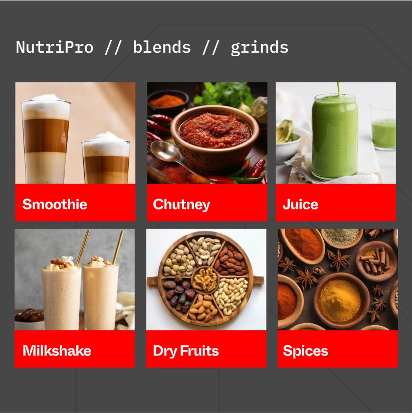 Nutripro Juicer Mixer Grinder Smoothie Maker - 500 Watts (2 Jars & 1 Blade, Gold)