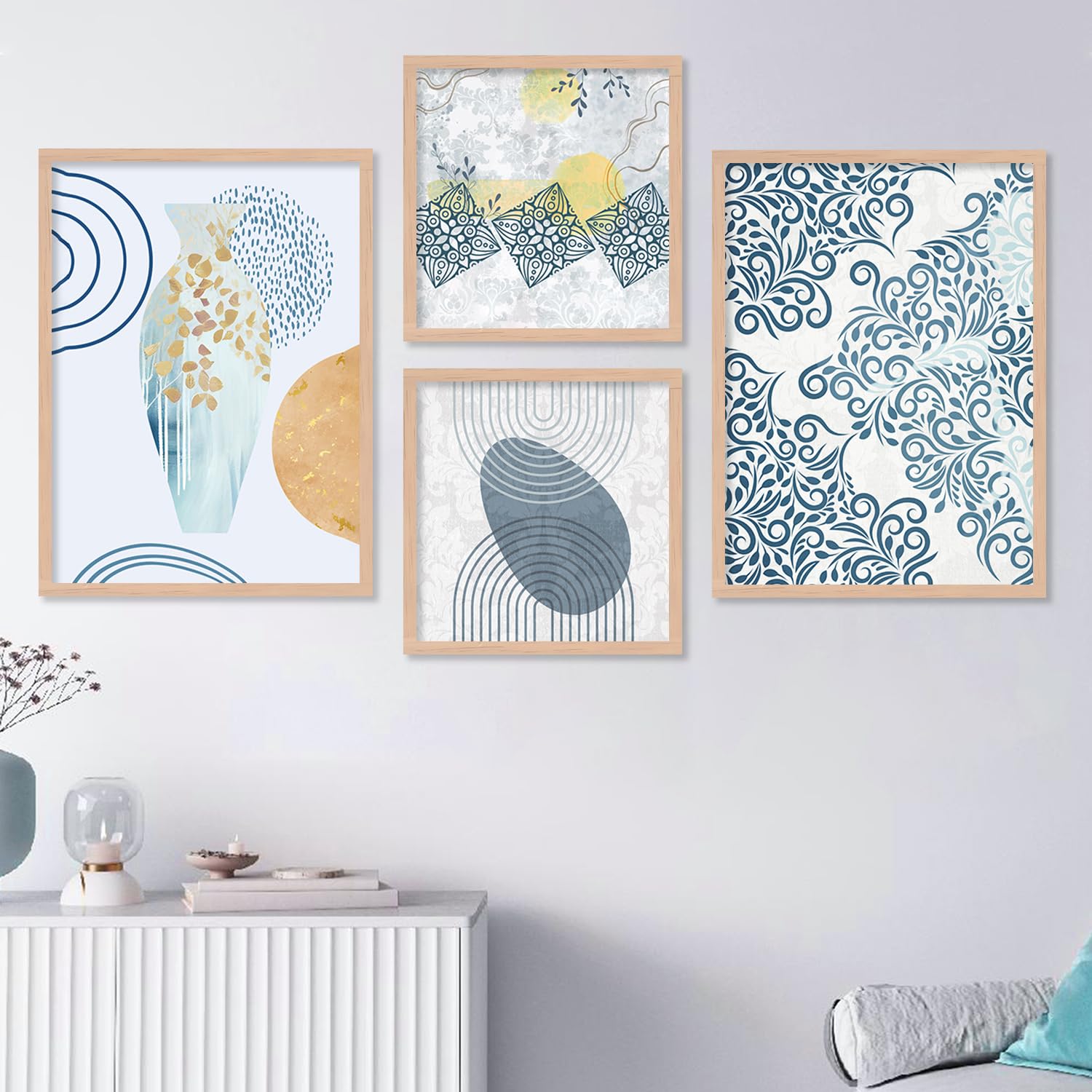kotart Minimal Colorful Abstract Modern Art Wall Painting with Frame for Living Room Bedroom Hall Office