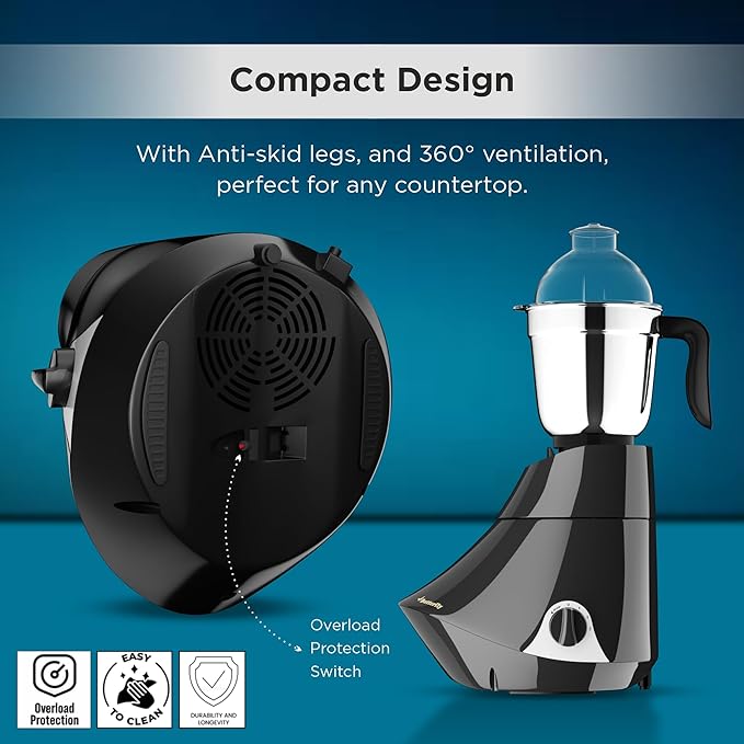Butterfly Smart 750 Watts Mixer Grinder with 4 Jars | 3 Stainless Steel Jars & 1 Juicer