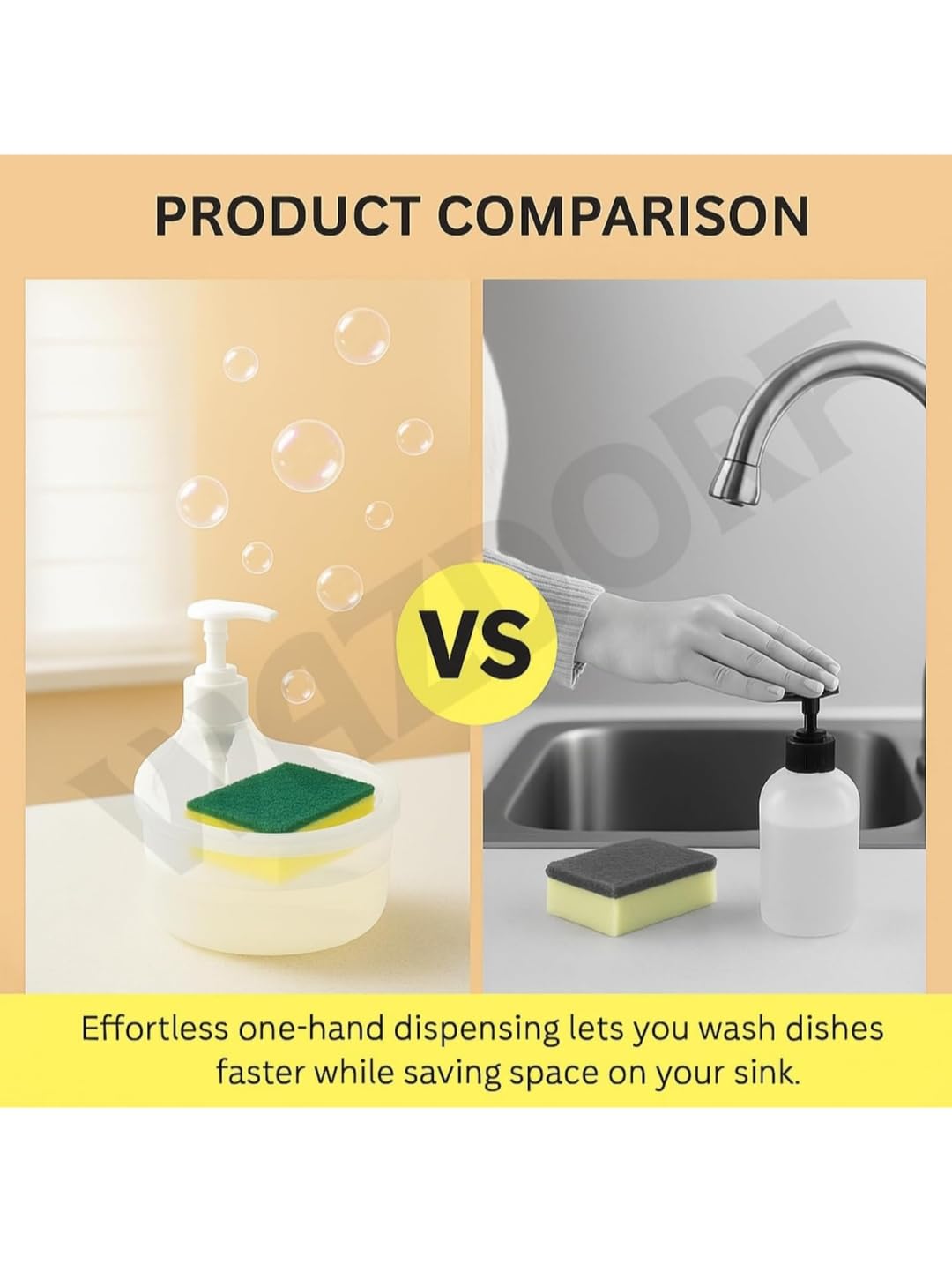 Alpenia Plastic 2-in-1 Soap & Liquid Dispenser – Dishwashing Liquid Dispenser with Sponge Holder for Kitchen Sink, Countertop, and Bathroom Accessories Items (400 ml)(White)