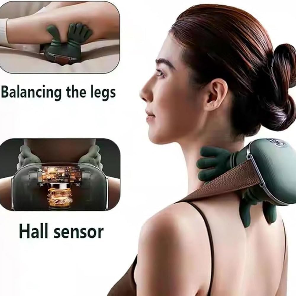 Bionic Heated Massager, Wireless Portable Shiatsu Neck and Back Massager, Electric Deep Tissue 4D Kneading Massage, Simulated Human Hand Design for Pain Relief and Muscle Relax (Massager)