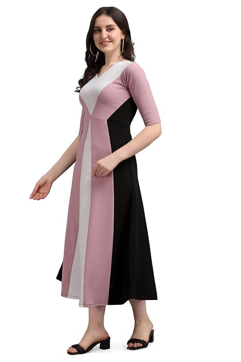 Purvaja Women's Geometric Half Sleeve Maxi Dress
