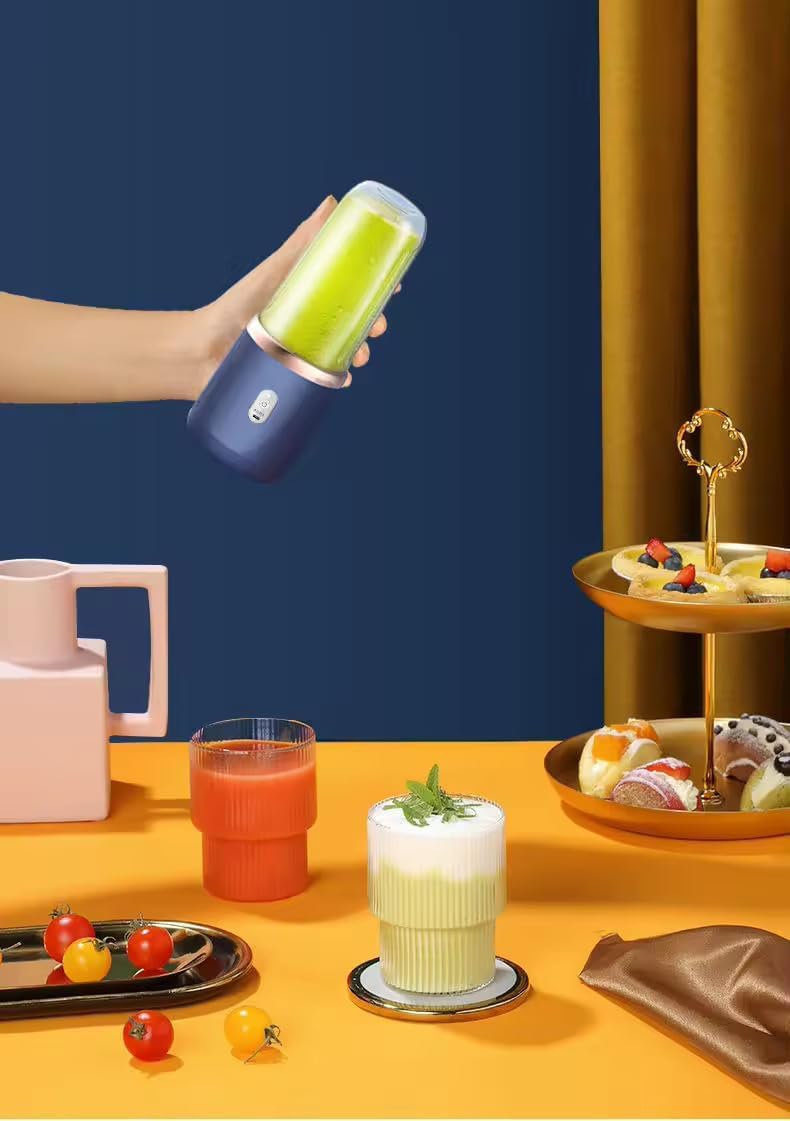 Portable Blender Smoothie Maker | USB Rechargeable Personal Juicer with 6 Stainless Steel Blades | 3 Speed Modes Mini Electric Fruit Mixer | Juice and Shakes