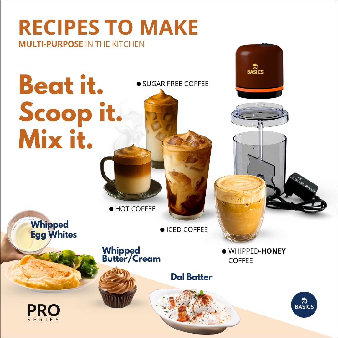 Coffee Beater - Automatic | Whipped Butter | Egg Beater | Pancake Mixer | Pakoda Batter, Electric 40 W, Yellow