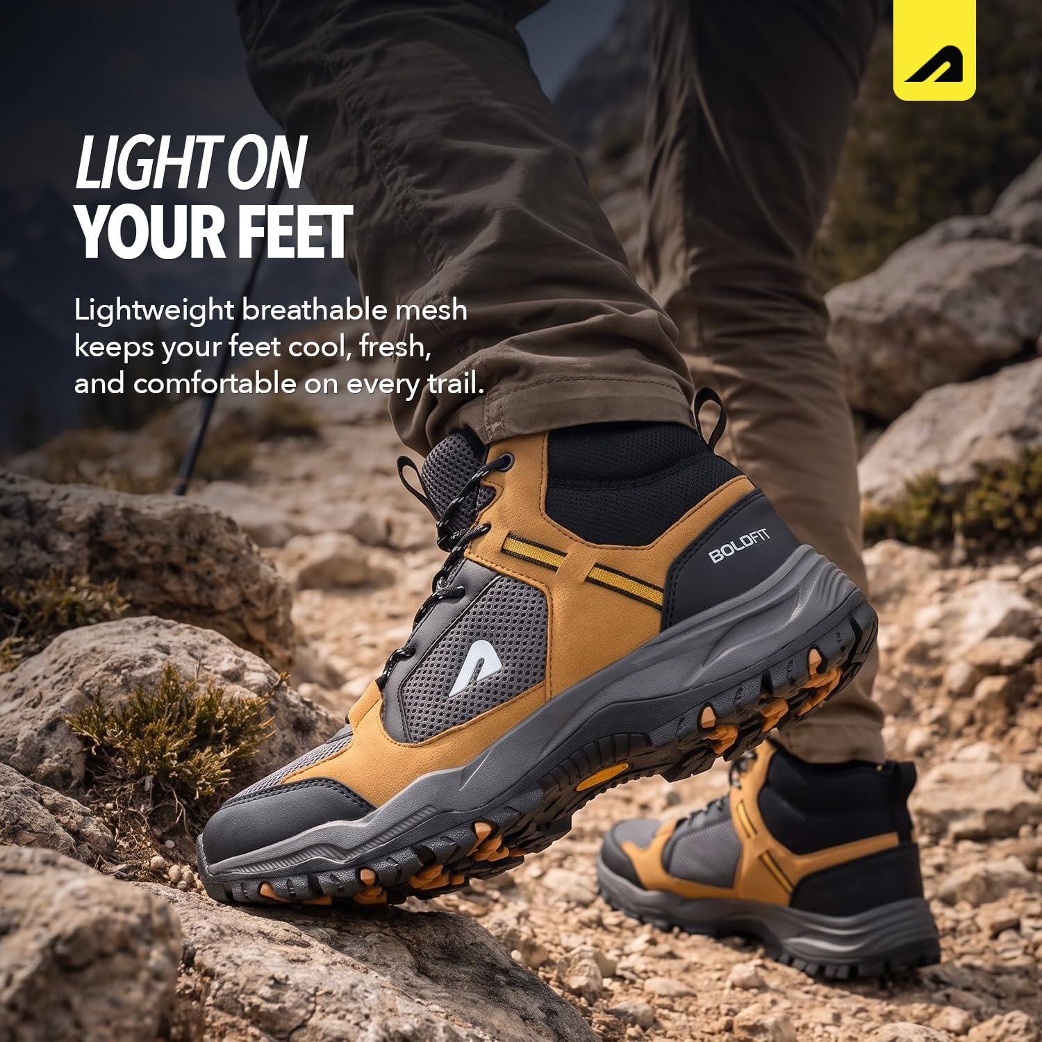 Boldfit Trekking Shoes for Man Outdoor Hiking Shoes for Man High Neck Footwear for Men Anti Skid Trekking Boots Water Repellent for Men Breathable Hiking Boots Riding Shoe for Bikers laceup Biker shoe