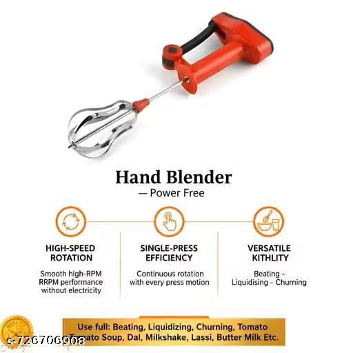 Manual Hand Blender for Kitchen, .Power High Speed Mixer with Stainless Steel Beater for Lassi, Milkshake, Dal & Cream | Non Electric Hand Blender for Daily Home Use