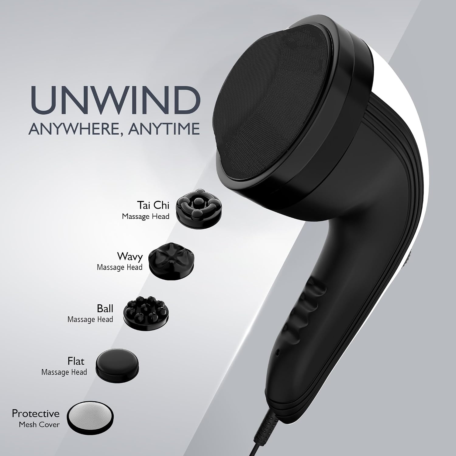 AGARO Atom Plus Electric Handheld Full Body Massager, 4 Massage Heads
