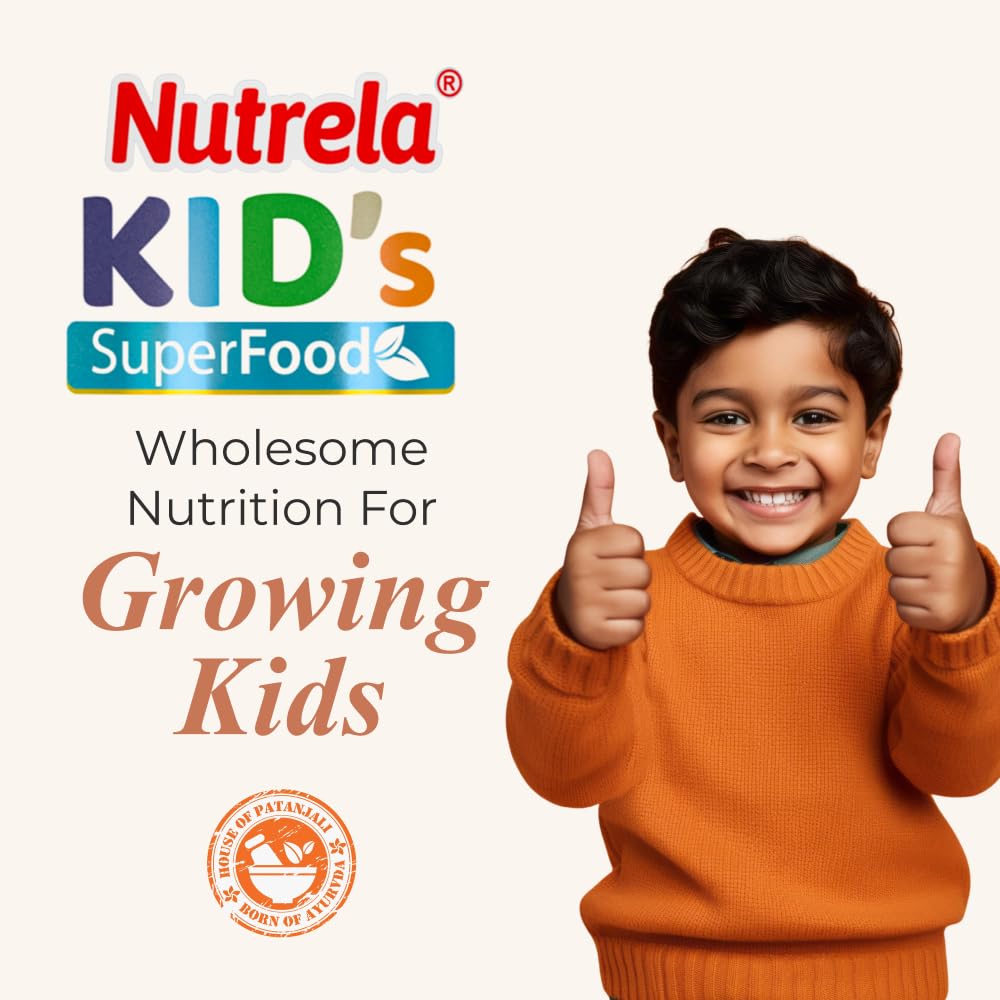 Nutrela Kids Protein Powder - 400g, Chocolate Flavour | Helps in Memory and Brain Development | Improve Muscle Mass, Bone and Teeth Strength | Ideal for 4 to 15 Years