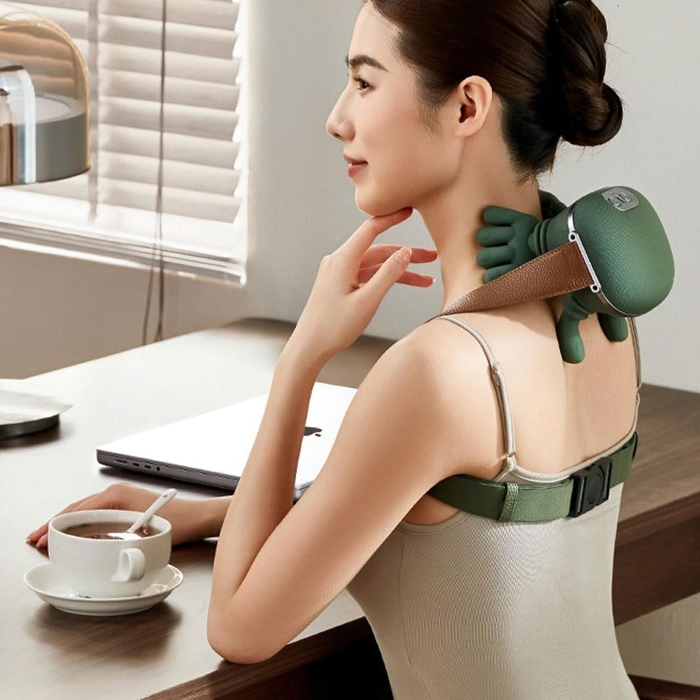 Bionic Heated Massager, Wireless Portable Shiatsu Neck and Back Massager, Electric Deep Tissue 4D Kneading Massage, Simulated Human Hand Design for Pain Relief and Muscle Relax (Massager)