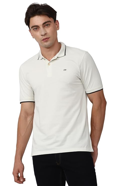 Peter England Men's Snug Fit Solid Polo T-Shirt with Coloured Collar Tipping| Cotton Rich| Premium Pique Weave