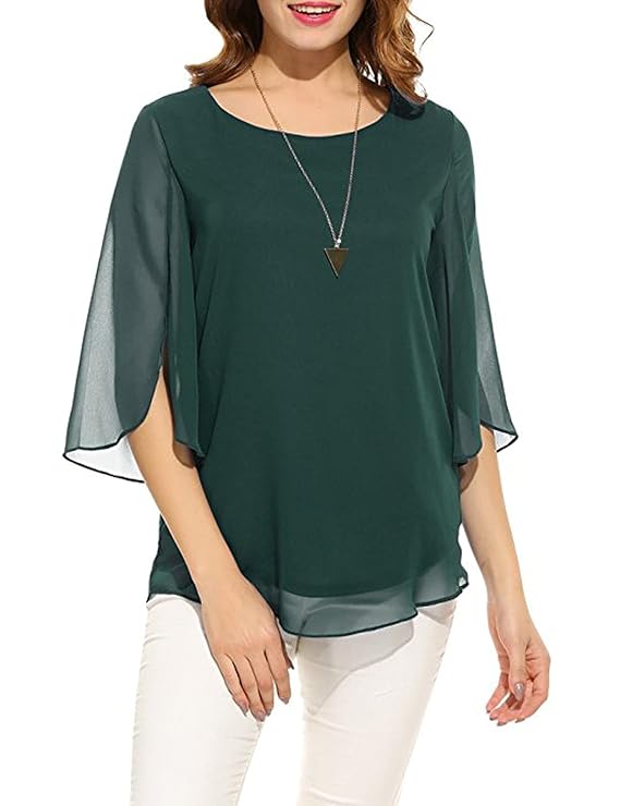 PLADO Women's and Girls Georgette Top Maroon