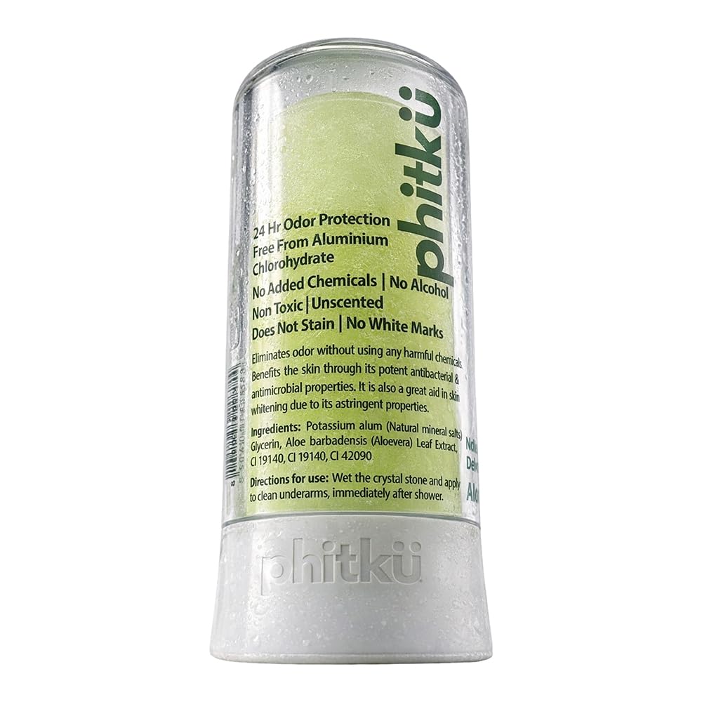 Phitku Crystal Roll On with Aloe Vera | Natural Alum | Brightens Dark Underarms, Kills Bacteria