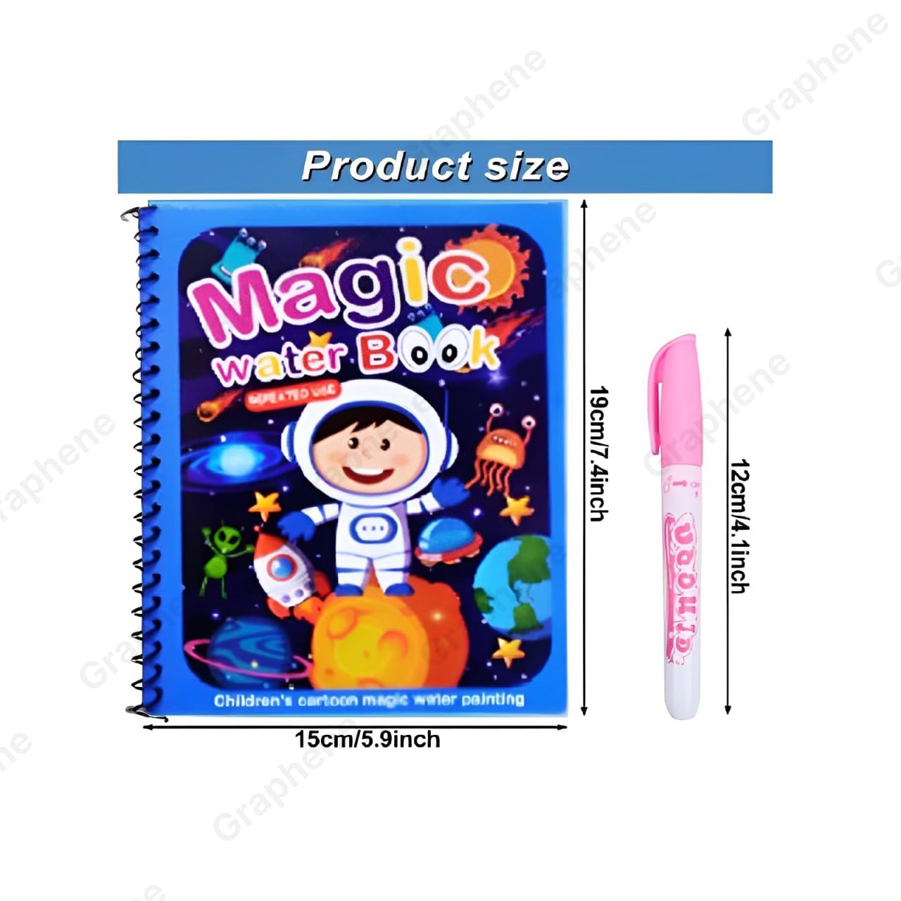 Graphene Magic Water Coloring Book, Educational Fun & Bonding Time for Kids, Reusable, Mess-Free Art with Quick Dry Technology, Promote Fine Motor & Drawing Skills, Ideal Travel