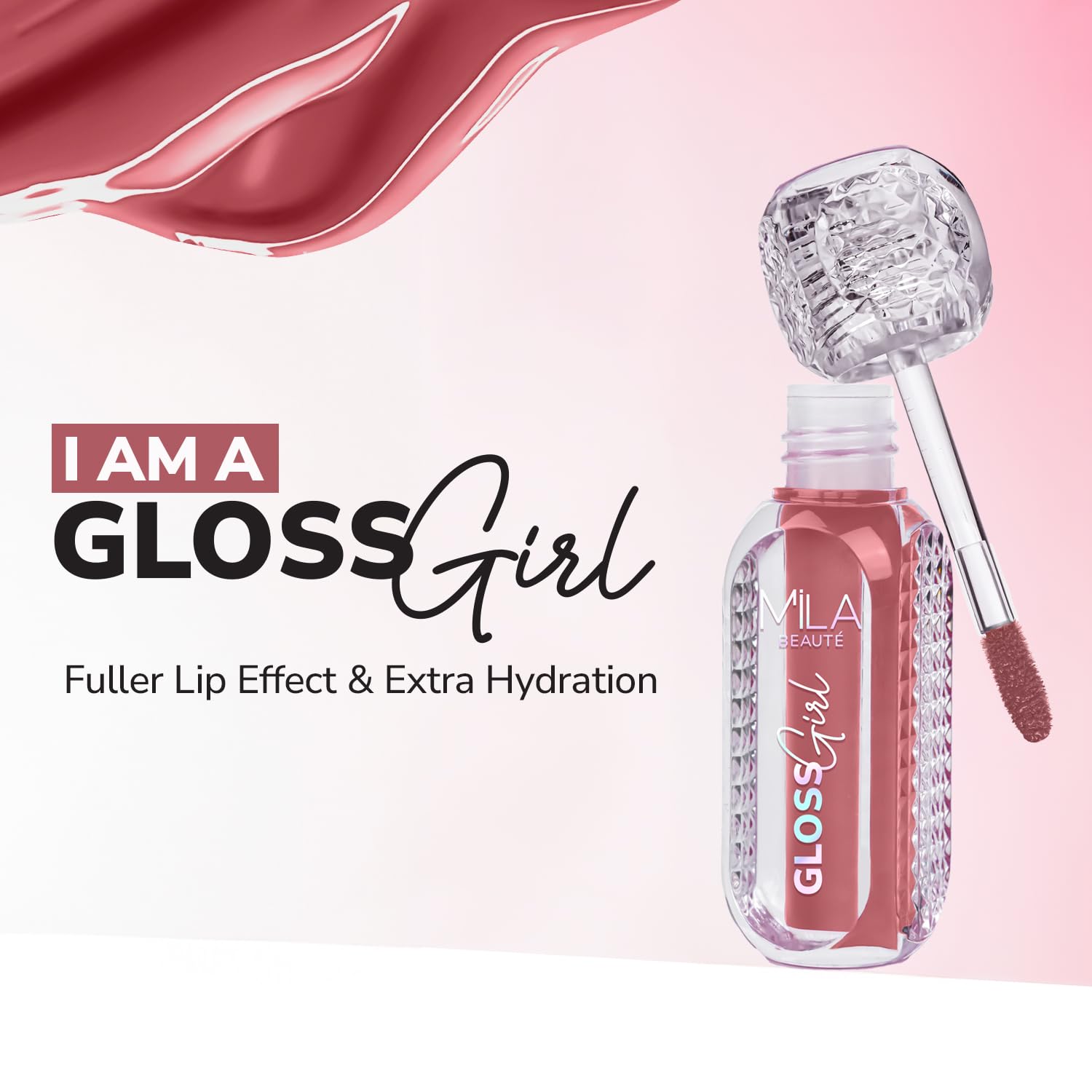 MILA BEAUTÉ Gloss Girl Lip Gloss|Enriched With Mango Seed Butter & Hyaluronic Acid |Light Weight & Non-Sticky Formula|Gives Fuller-Lip Effect & Extra Hydration
