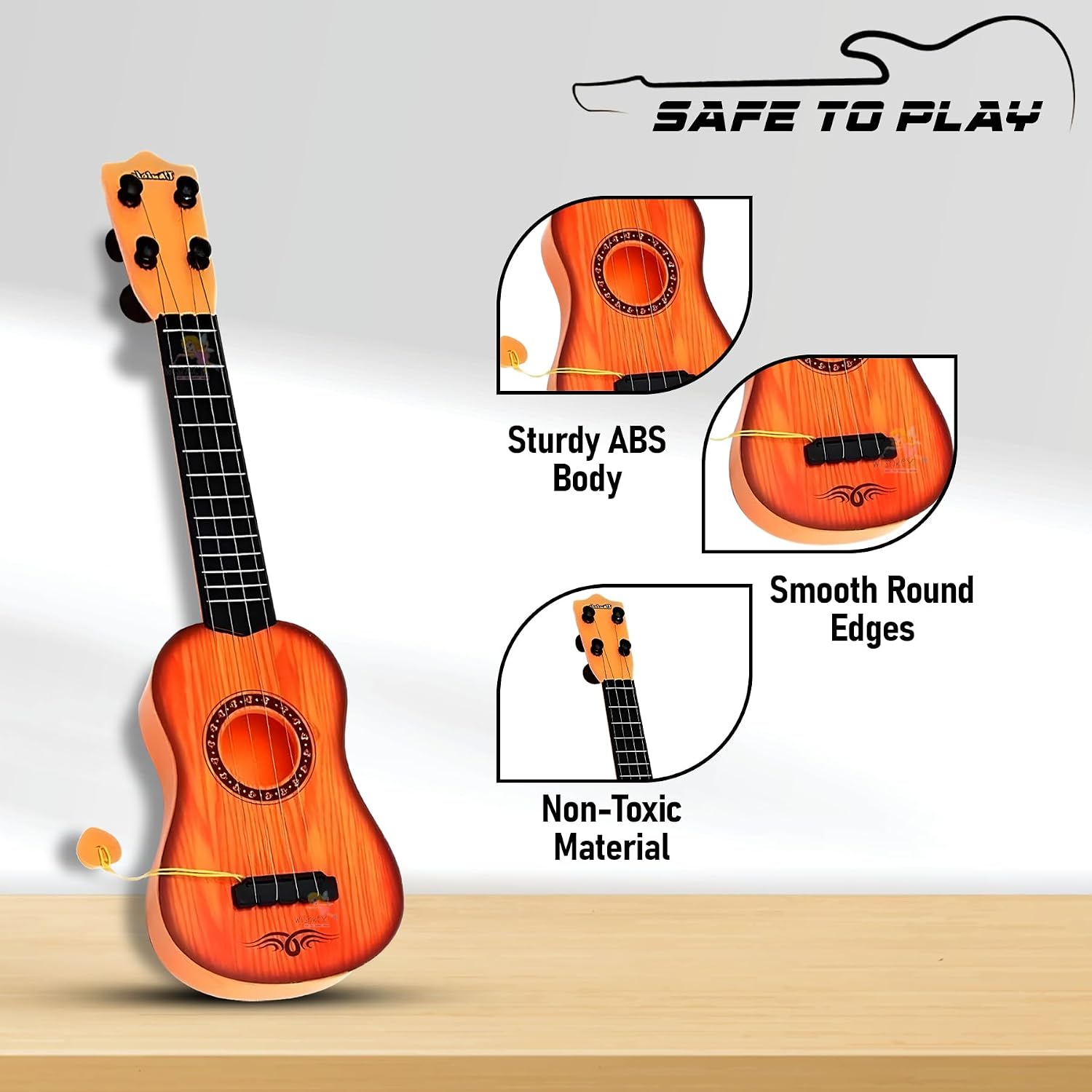 Wishkey Guitar for Beginners Kids Toys for 2-5 Years Boy Or Girl, 4 String Musical Instrument for Early Music Learning, Compact Role Play Guitar Under 2000 for Children