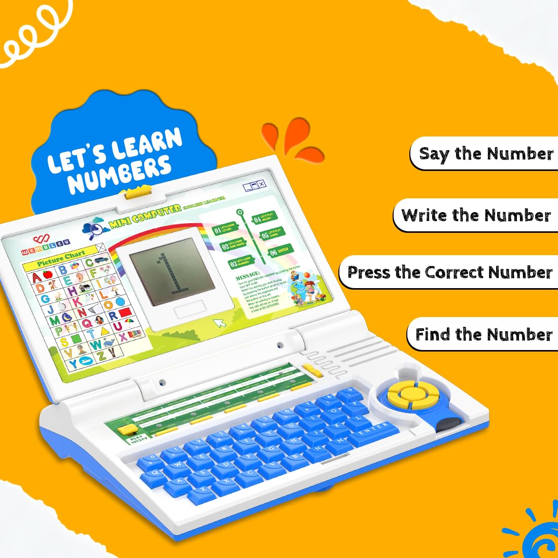 Wembley Educational Kids Laptop Learning Toy for 2-5 Years Boys Girls Computer Toys for 3 Years Fun Activity Learning