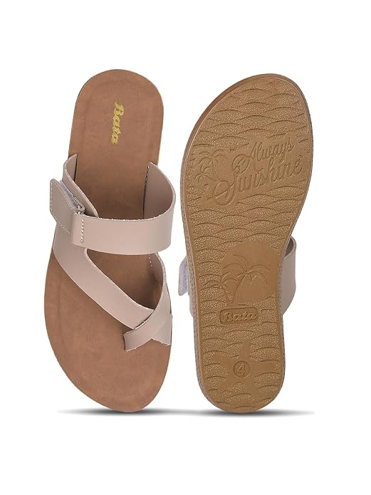 Bata Women's Casual Toe Ring Slipper - Beige