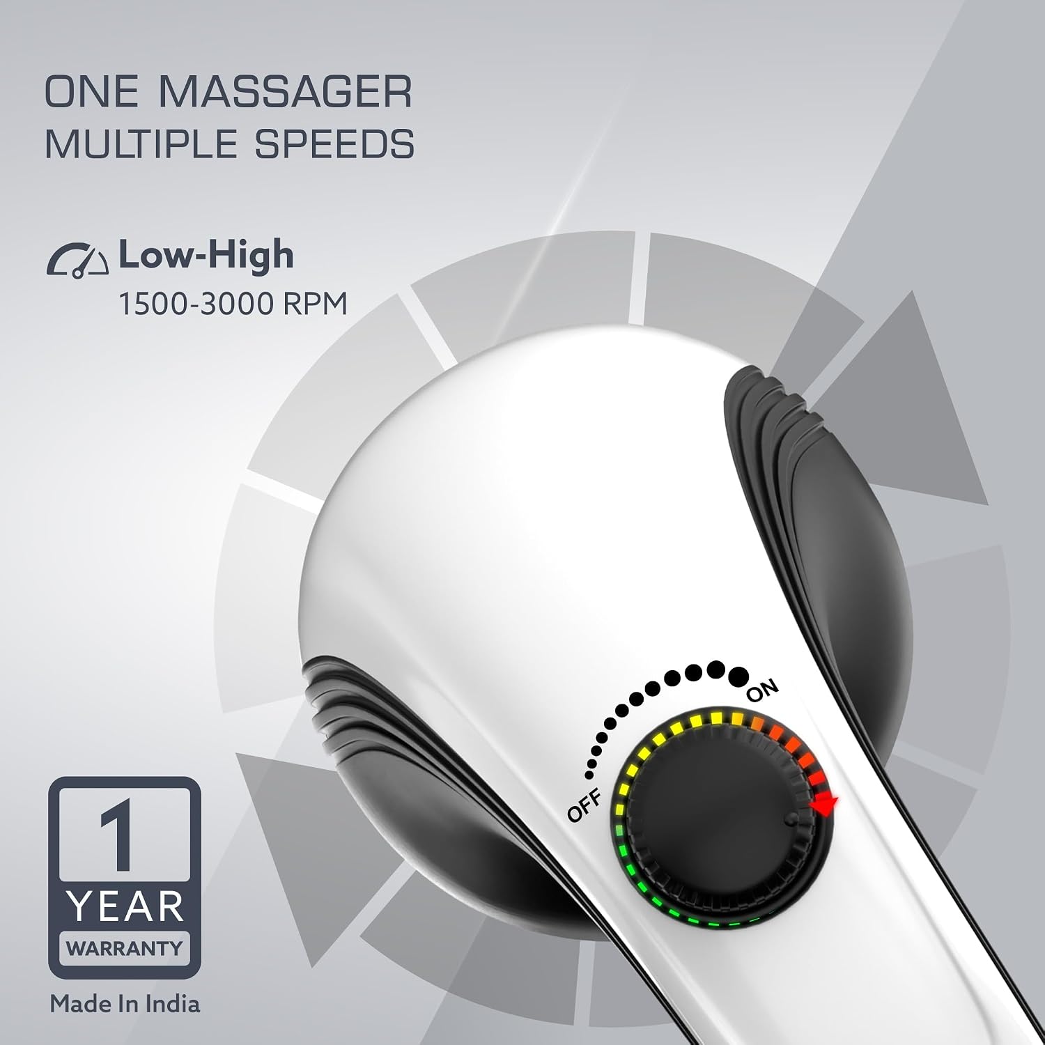 AGARO Atom Plus Electric Handheld Full Body Massager, 4 Massage Heads