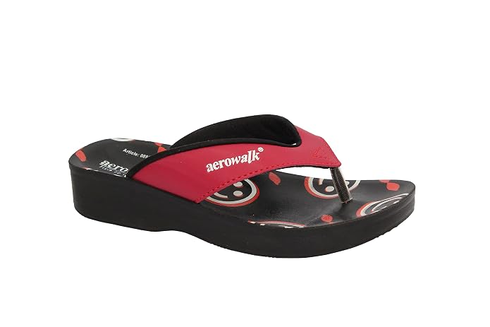 AEROWALK Stylish Fashion Slipper for Women | Comfortable| Lightweight | Anti Skid | Casual Office Footwear (0895_BLACK)