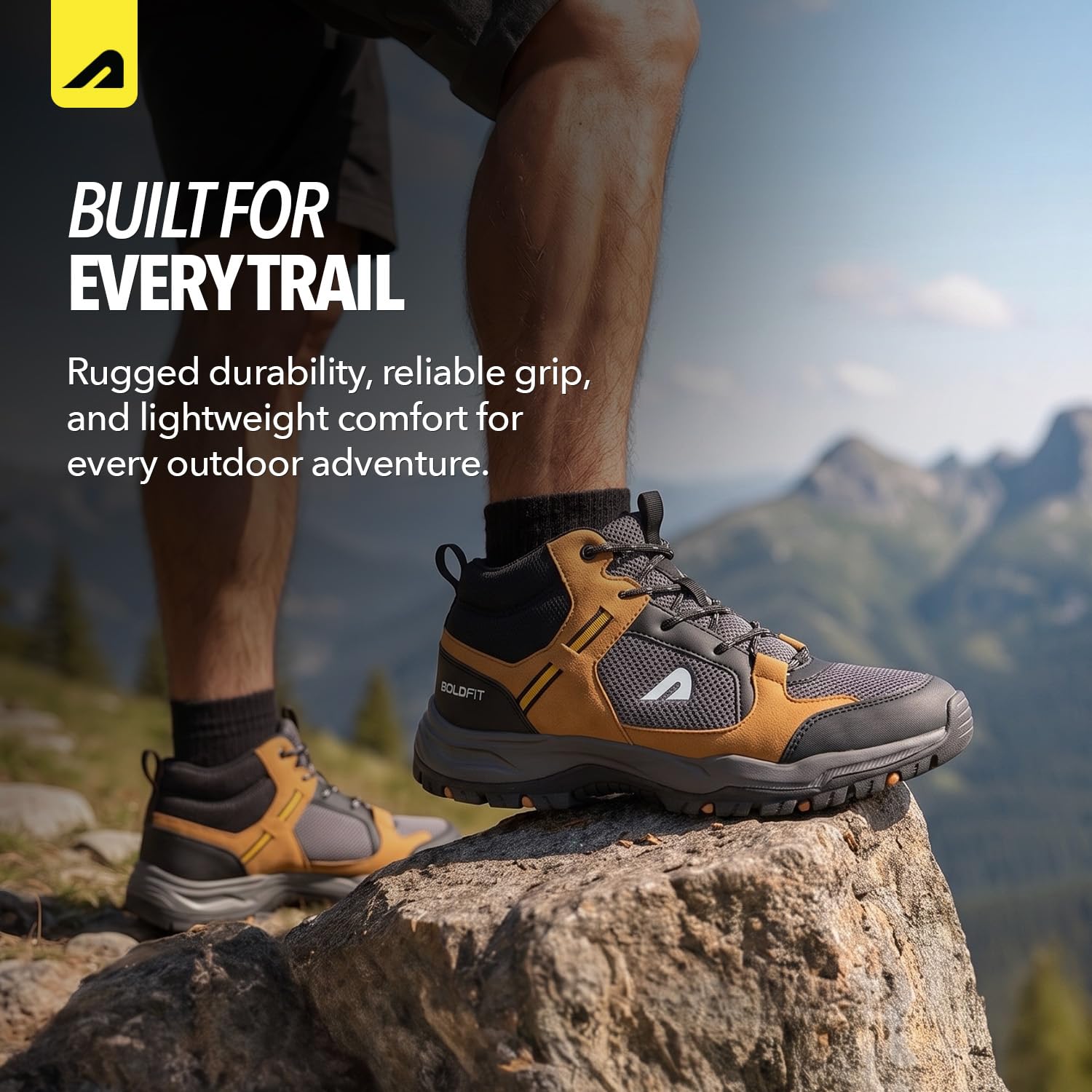 Boldfit Trekking Shoes for Man Outdoor Hiking Shoes for Man High Neck Footwear for Men Anti Skid Trekking Boots Water Repellent for Men Breathable Hiking Boots Riding Shoe for Bikers laceup Biker shoe