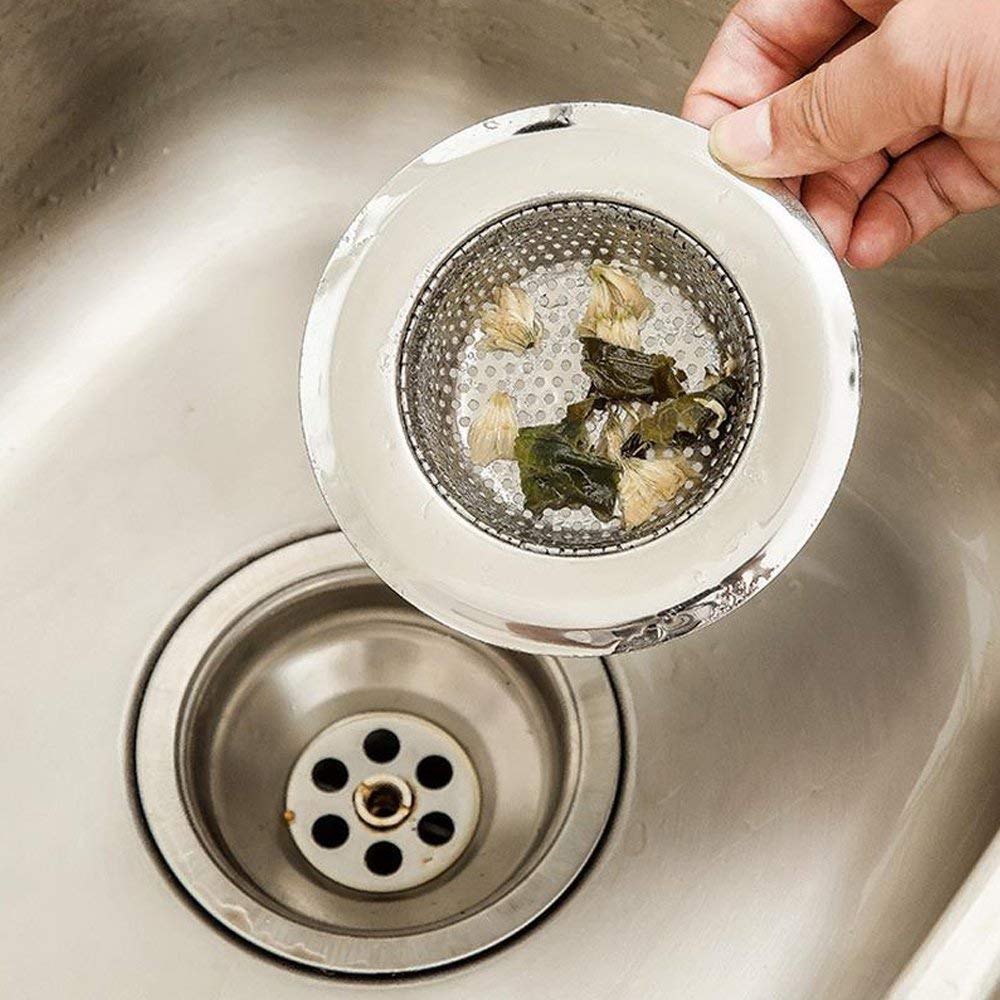 Decorcrafts Stainless Steel Sink Strainer Kitchen Drain Basin Basket Filter Stopper Drainer/Jali (4-inch/10 cm) (Stainless Steel Jali Round)