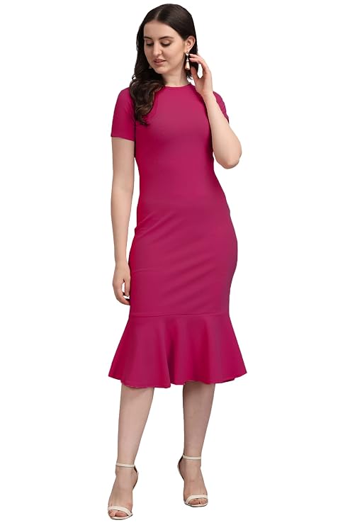 PURVAJA Women’s Bodycon Midi Dress(Ruby-001-to-008)