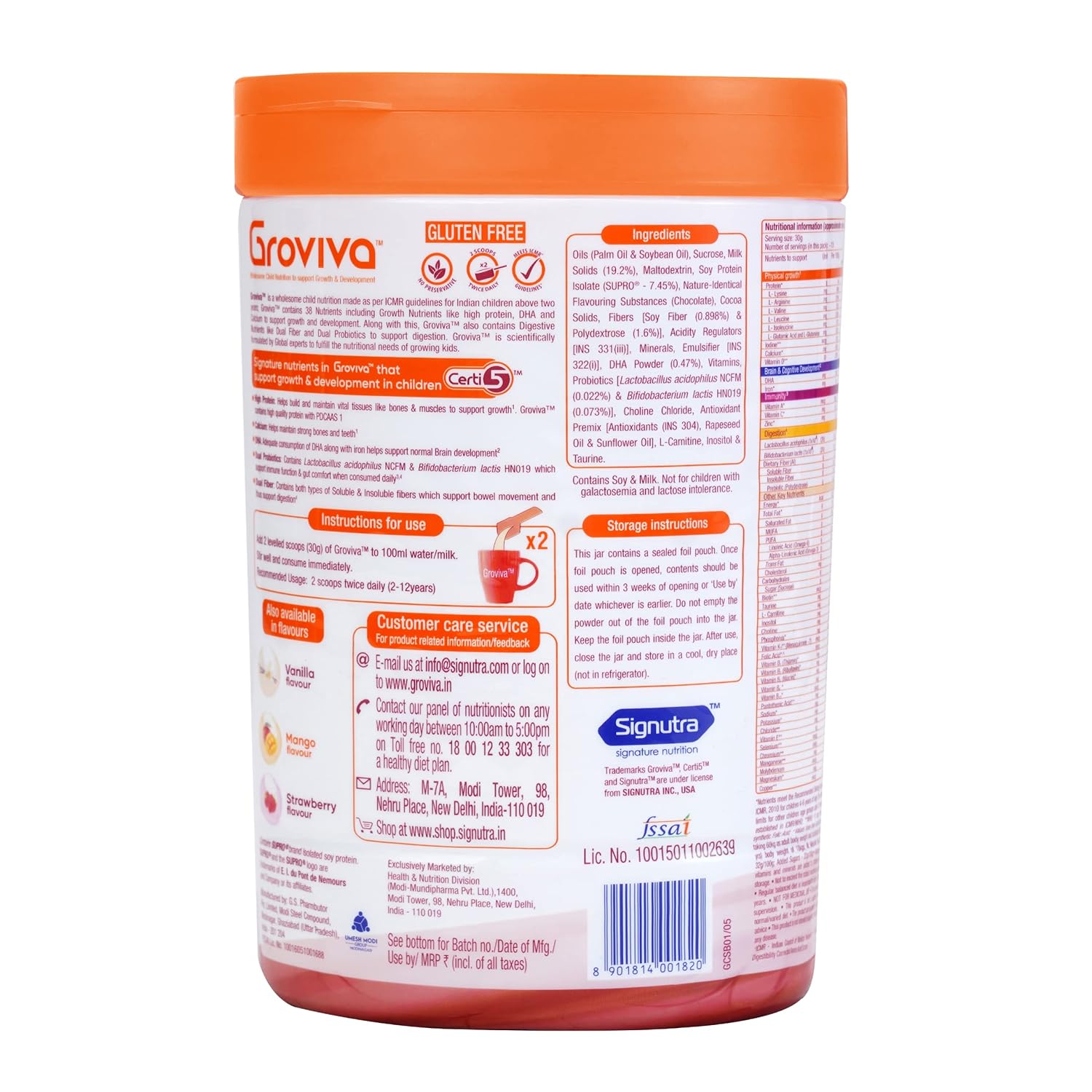 Groviva Milk Protein Powder for Kids 2-6 years | 400g Chocolate Jar | 38 Growth & Digestive Nutrients | Supports Physical Growth, Brain Development & Immunity Jar, 400g (Chocolate, Pack of 1)