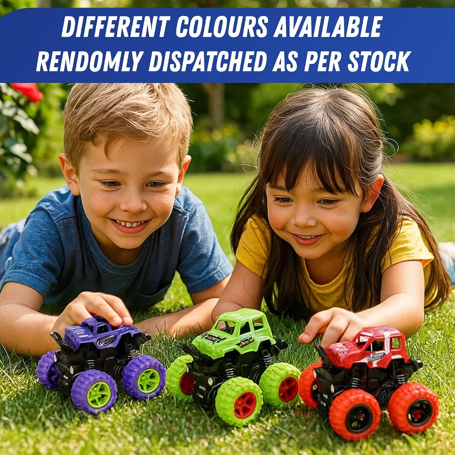 GRAPHENE 4WD Friction Powered Monster Truck Toy Push & Go Off-Road Car for Kids Amazing 360° Stunts