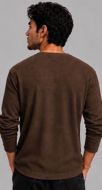 Men's Premium Waffle Knit Henley Tshirt for Men