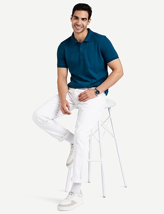 Amazon Brand - Symbol Men's Cotton Rich Solid Polo Tshirt | Collar Tshirts | Half Sleeves | Plain-Regular Fit