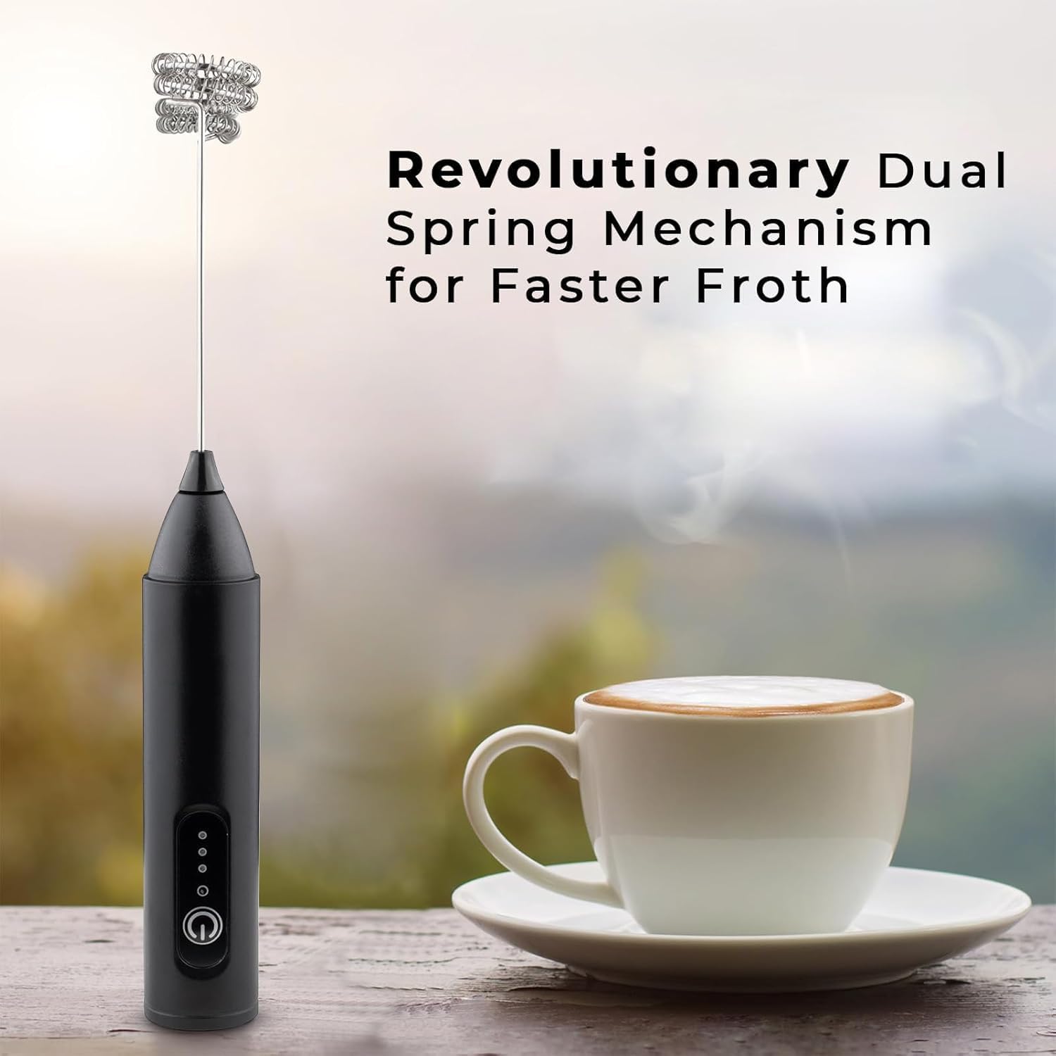 PRIMESKY® Coffee Frother Electric Blender Wand 3 Speed Modes Rechargable Mini Handheld Milk Frother with Stainless Steel Whisk Drink Mixer