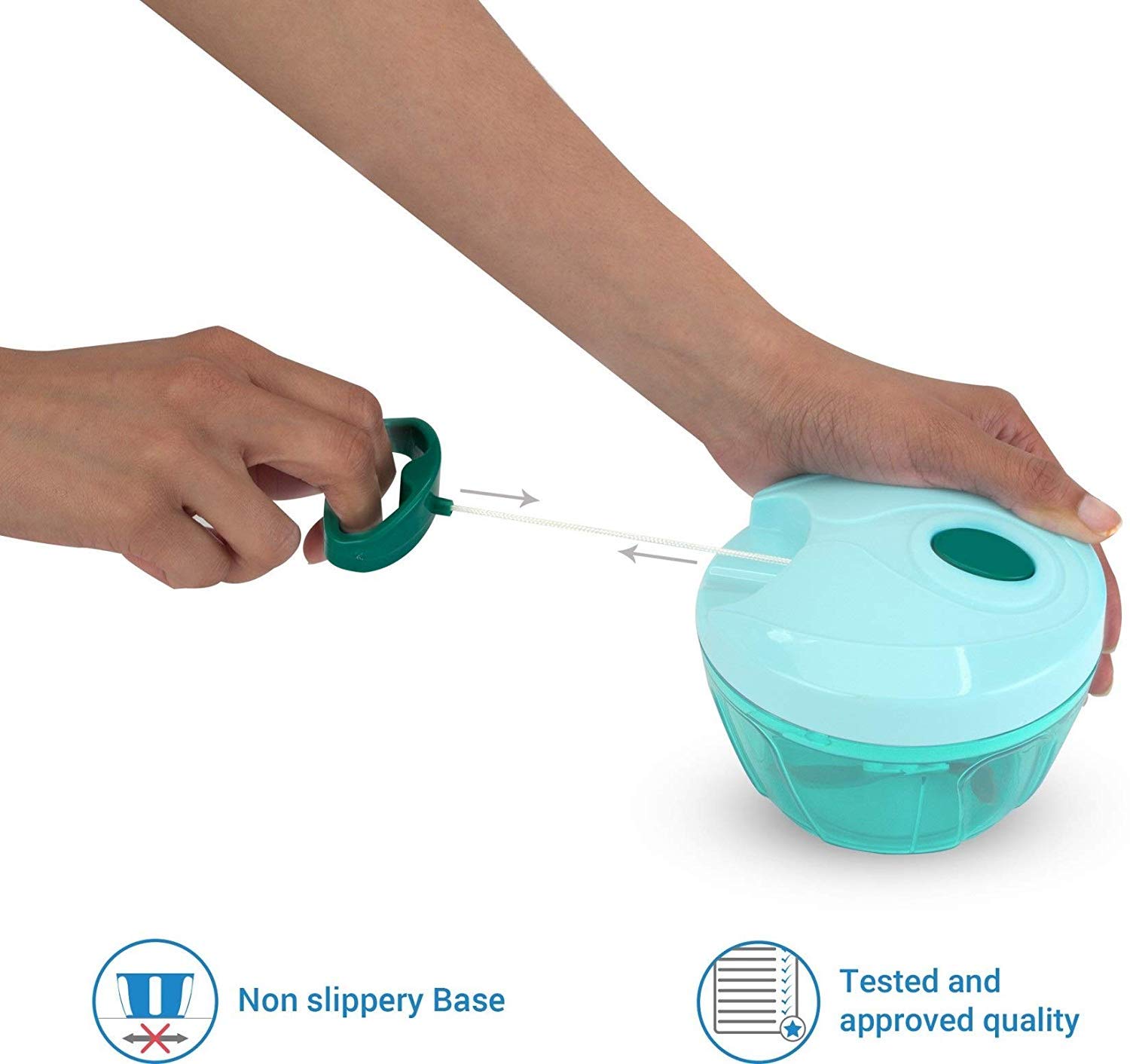 Decora New Handy Mini Plastic Chopper with 3 Blades, Green