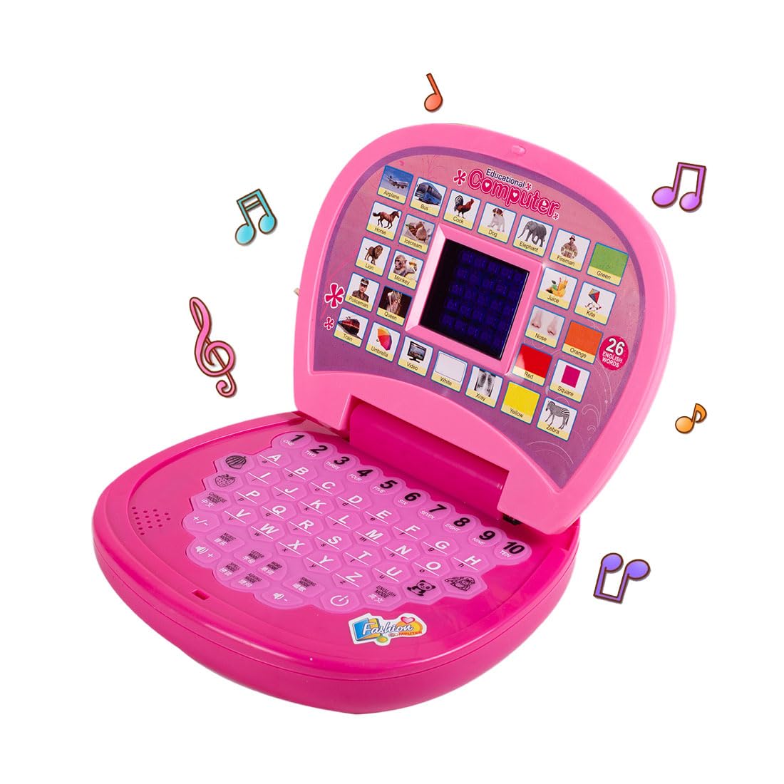 Gooyo GY-2020A Educational Learning Laptop Toy with LED Display and Musical Effects | Play & Learn with Fun | Indoor Toy for Kids | Educational Toy | Pink | 3xAA Battery (Not Included)