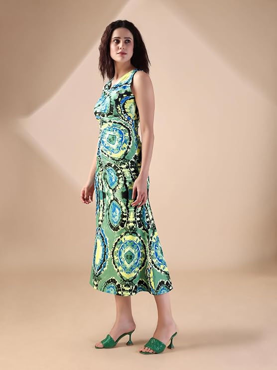 PURVAJA Women’s A-Line Maxi Dress (Wini-200-L_Green)