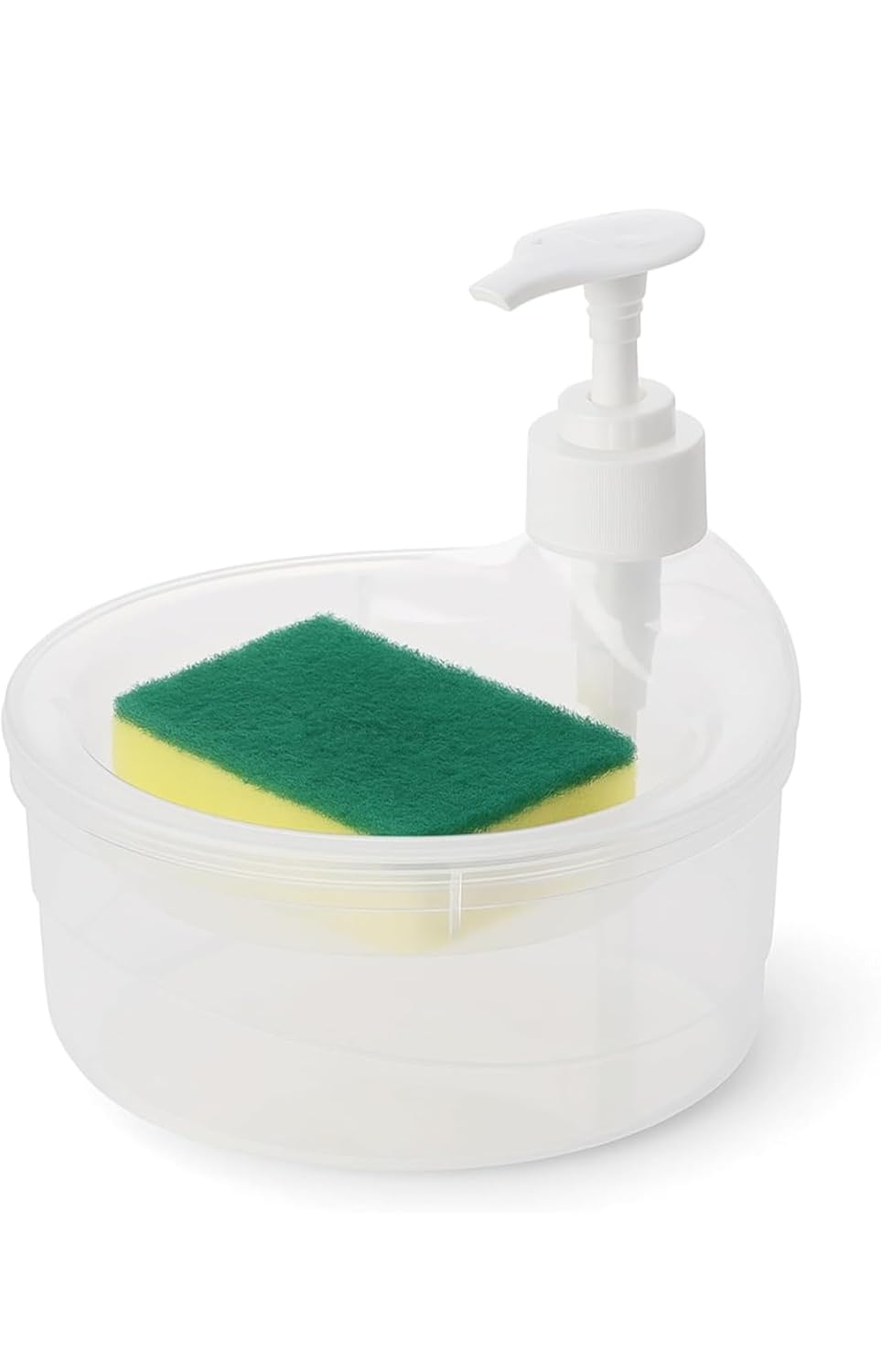 Alpenia Plastic 2-in-1 Soap & Liquid Dispenser – Dishwashing Liquid Dispenser with Sponge Holder for Kitchen Sink, Countertop, and Bathroom Accessories Items (400 ml)(White)