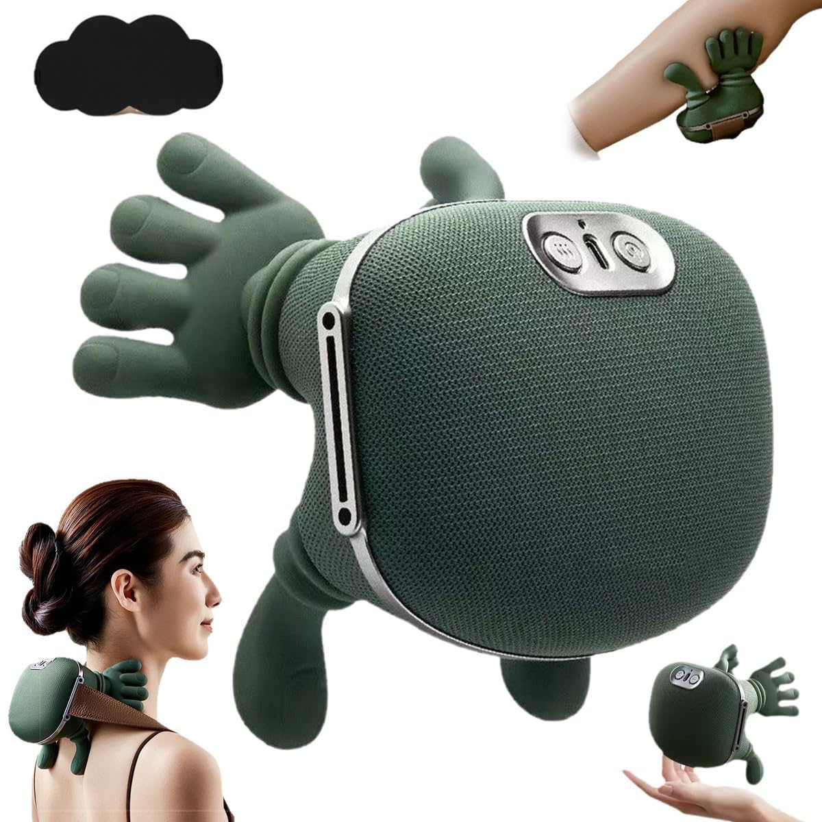 Bionic Heated Massager, Wireless Portable Shiatsu Neck and Back Massager, Electric Deep Tissue 4D Kneading Massage, Simulated Human Hand Design for Pain Relief and Muscle Relax (Massager)