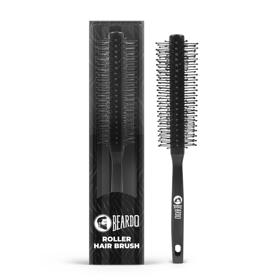 Beardo Roller Hair Brush For Men | Perfect Tool for Efficient Blow Drying, Adding Curls, Waves & Volume | Smoothening & Volumizing comb | Men Accessorie | Lightweight - For All Hair Types