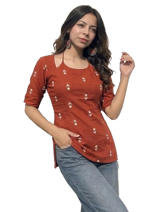 ANNI Designer Short Kurti for Women Latest Viscose Blend Printed Ethnic Tunic | Stylish Kurti Tops with Jeans Styling | Casual Office Wear | Trendy Indian Fashion for Woman