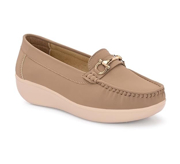 TROTUS Women's Rich Quality|Perfect Style|Lightweight Synthetic Leather Buckle Loafer's