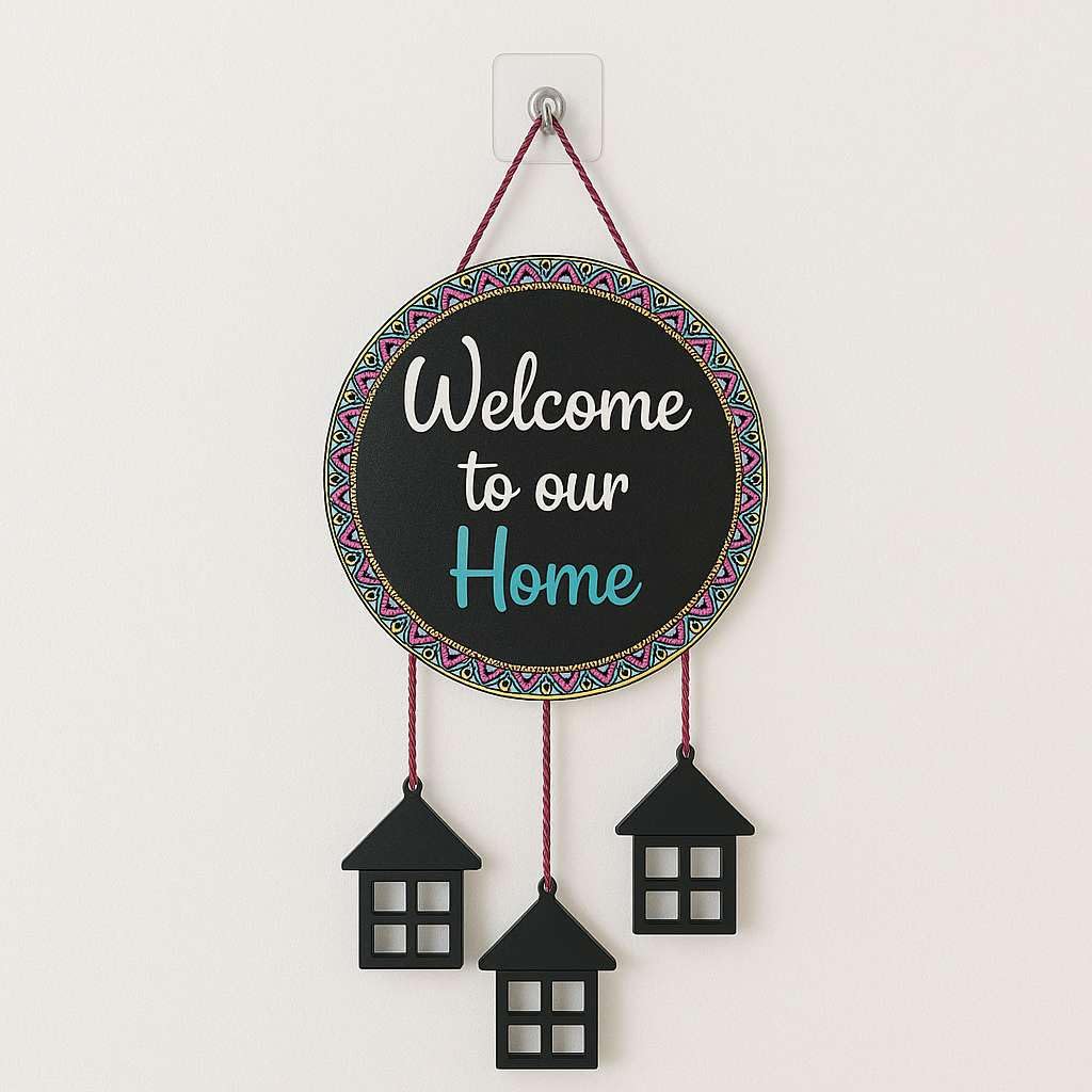 DECORIQUE Wooden Wall Hanging Welcome Sign Decorative Quote Board For Home, Door, Entrance, Hall & Office