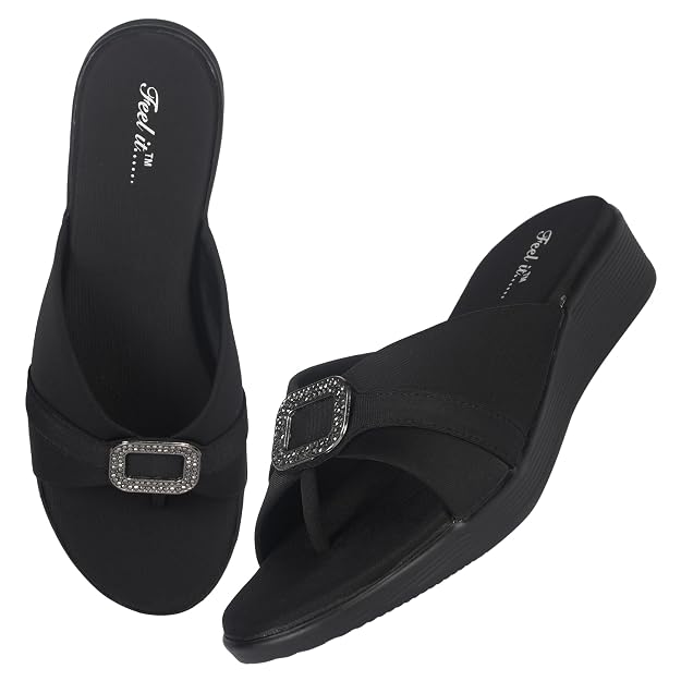 Feel it Women Casual Wedges Heels Sandal, Women's Slip on Wedge Heels Sandals